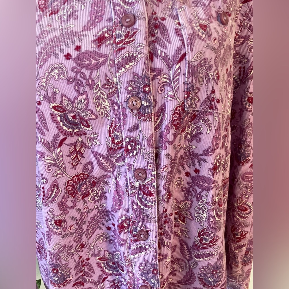 Basic Editions Women’s Paisley button up Flannel -Sz M - Picture 5 of 11